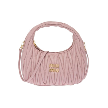Mu Mu - Wander Matelassé Nappa Leather Hobo Bag – Orchid Pink Size: 22*12