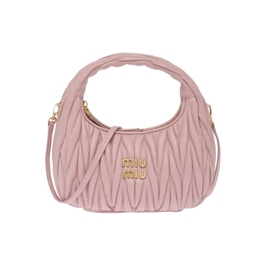 Mu Mu - Wander Matelassé Nappa Leather Hobo Bag – Orchid Pink Size: 22*12