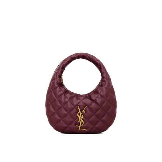 YSL - Monogram Quilted Round Hobo Bag in Burgundy 28*17