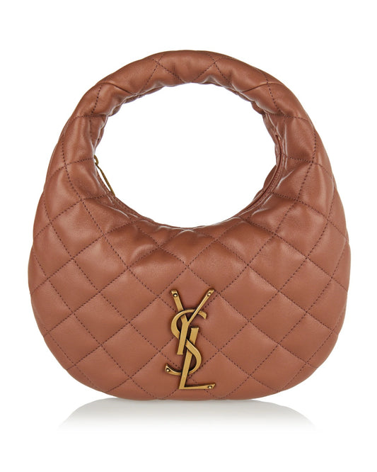 YSL - Monogram Quilted Round Hobo Bag in Chestnut Tan 28*17