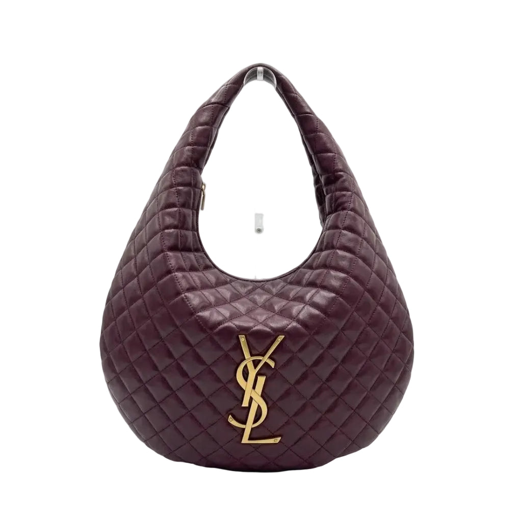 YSL - Icare Maxi Monogram Quilted Round Hobo Bag in Burgundy 44*32