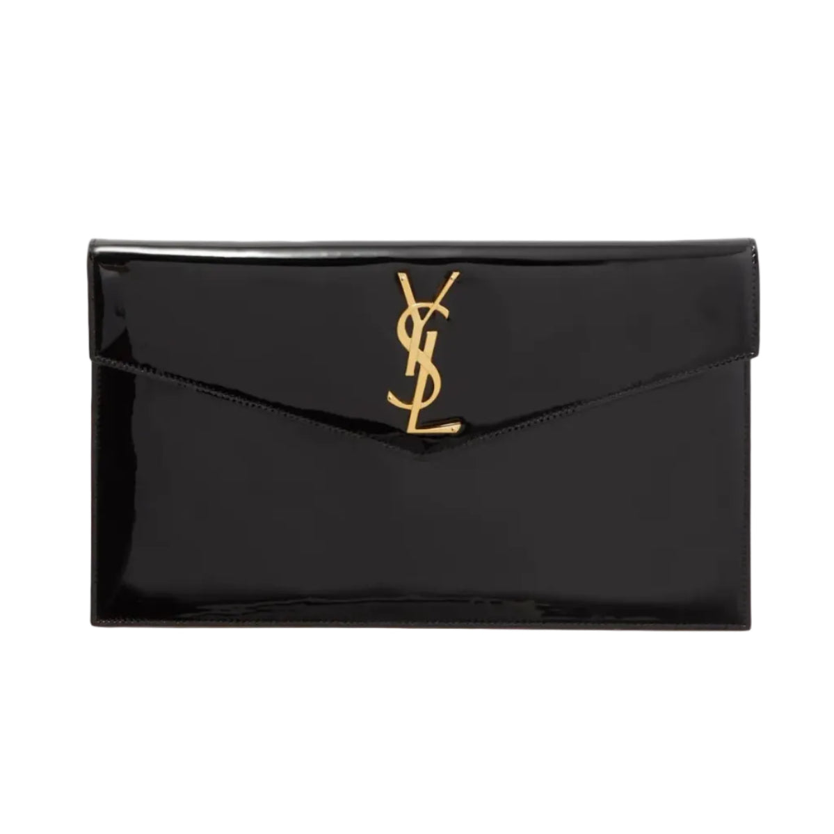 YSL - Uptown Pouch Envelope Clutch in Black Patent Leather 27*16