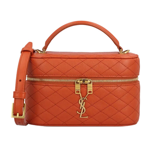 YSL - Gaby Micro Vanity Bag in Quilted Burnt Orange Leather 18*13
