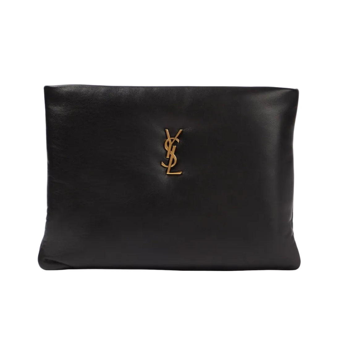 YSL - Puffer Pouch in Smooth Black Lambskin Leather 29*20