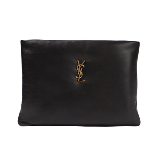 YSL - Puffer Pouch in Smooth Black Lambskin Leather 29*20