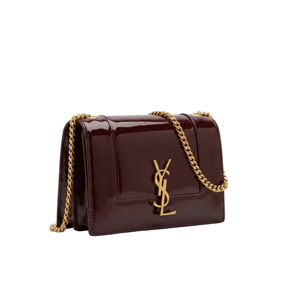YSL - Sunset Medium Shoulder Bag in Nude Beige Patent Leather 20*14