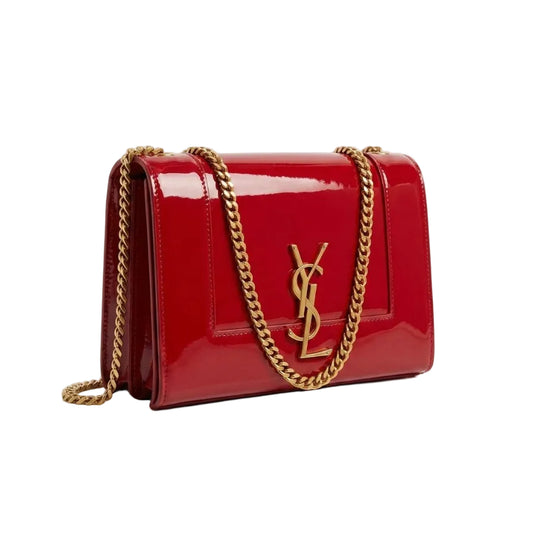 YSL - Sunset Medium Chain Shoulder Bag in Red Patent Leather 20*14