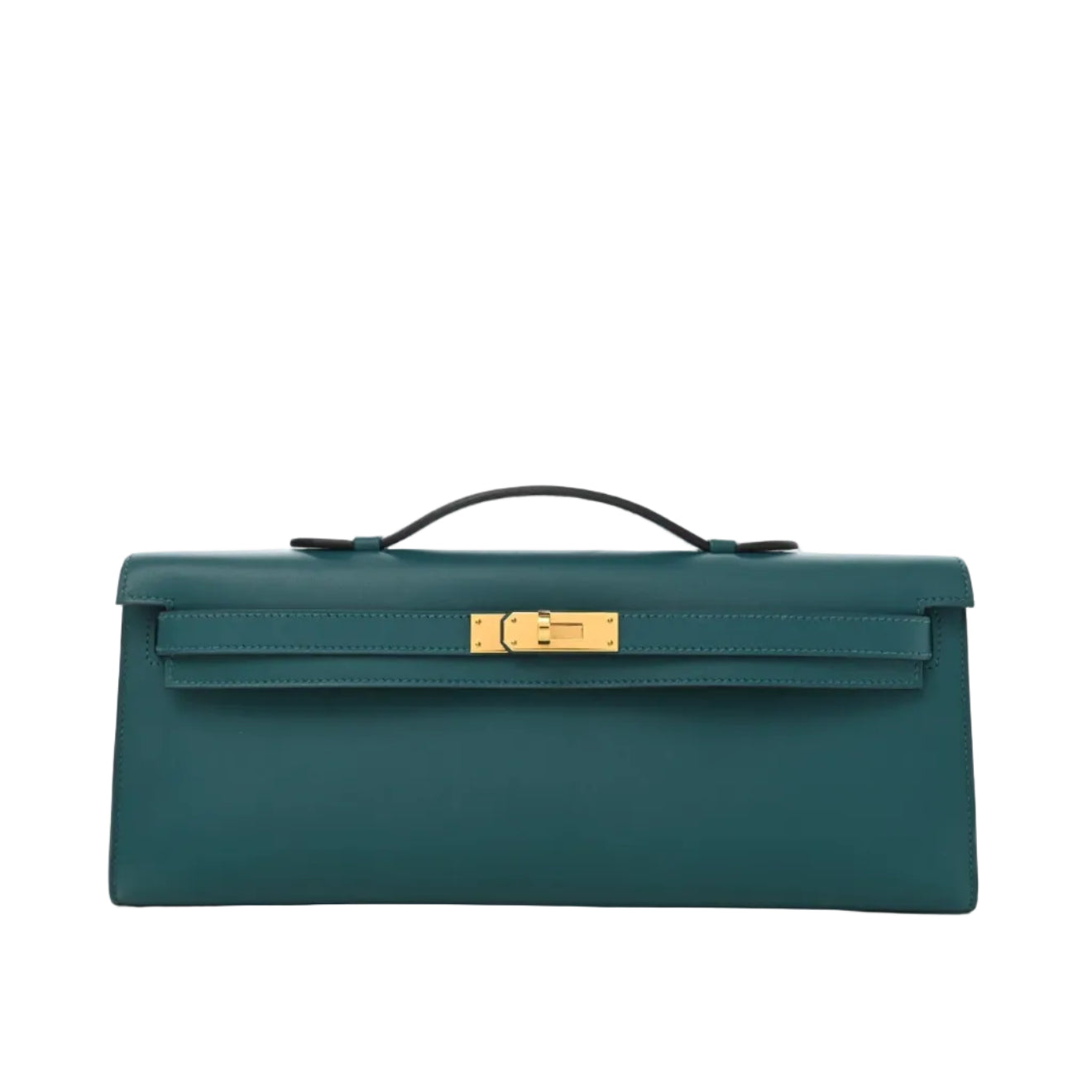 Hermes - Kelly Elongated Cut Clutch in Vert Audace / Deep Teal Leather 31*16
