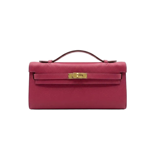 Herm - Kelly Elongated Cut Clutch in Gold Epsom Leather 31*16