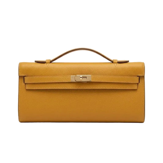 Herm -  Kelly Elongated Cut Clutch in Mustard / Jaune Ambre Epsom Leather 31*16