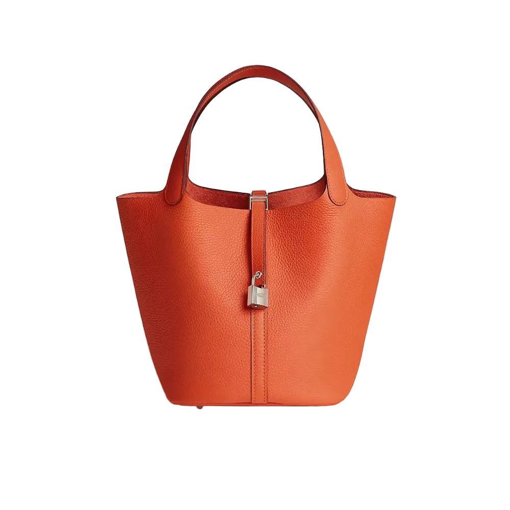 Herm - Picotin Lock 22 Bag in Feu Orange Clemence Leather  29*20