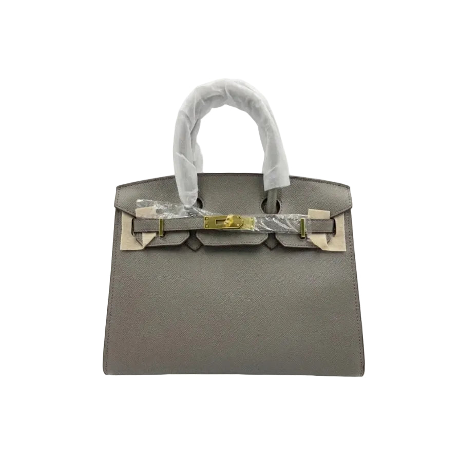 Herm - Elegant Grey Textured Leather Handbag in Factory-Fresh Condition 30*23