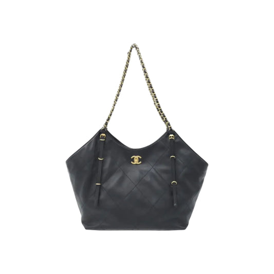 CHNL Quilted Chain Tote Bag (Black) 42*24
