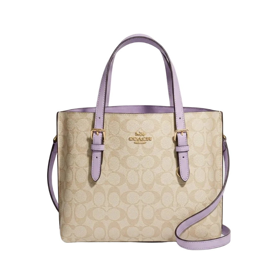 Coch Signature Canvas Tote Bag (Beige/Lilac) 32*20