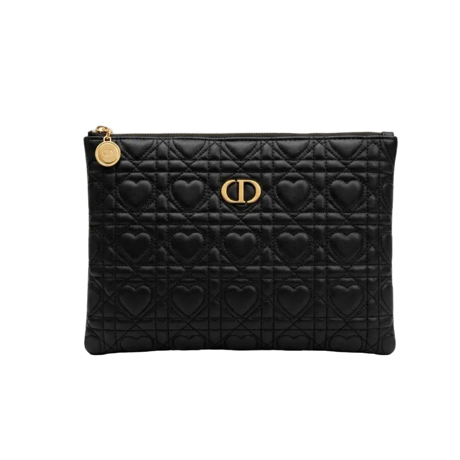 Dr Caro Heart Cannage Pouch (Black) cultch