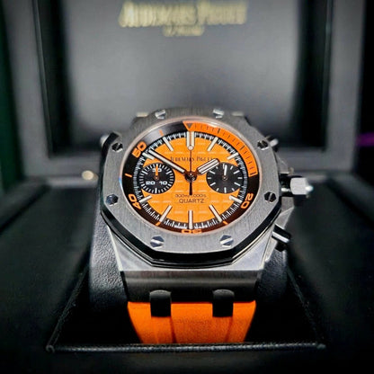 AP Royal Oak Quartz Offshore Diver Chronograph with orange rubber strap