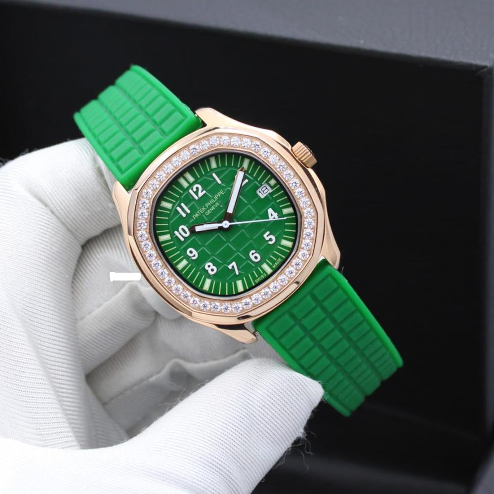 PP Aquanaut Luce Rose Gold, Green strap with Green dial