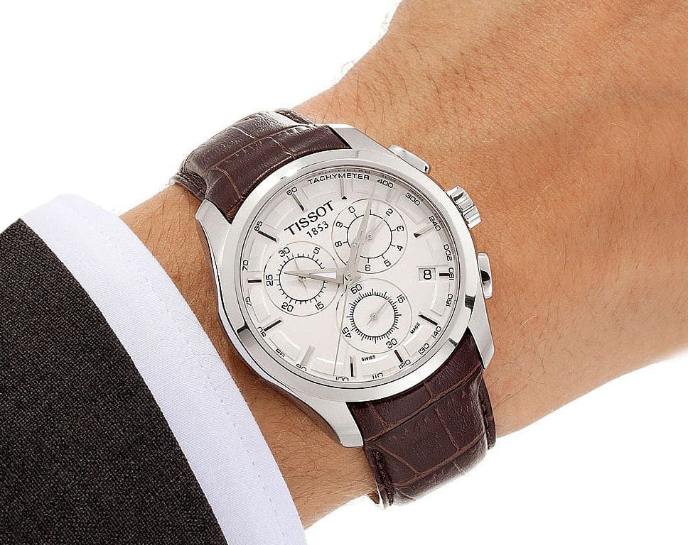 TIS Analog White Dial Brown Leather Strap