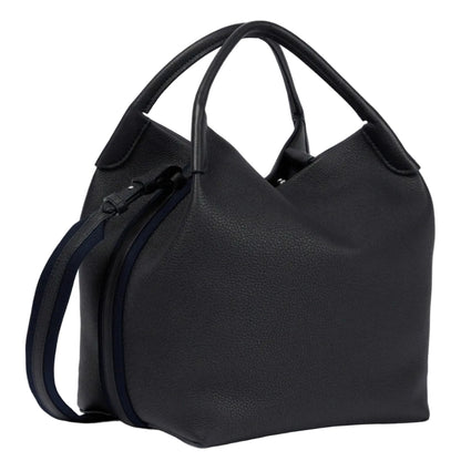 Lo Pia - Small Bale Bag – Navy Blue Grained Calfskin Size: 21 x 17