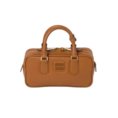 Mu Mu -  Arcadie Leather Top-Handle Bag – Caramel Brown Size 27*13