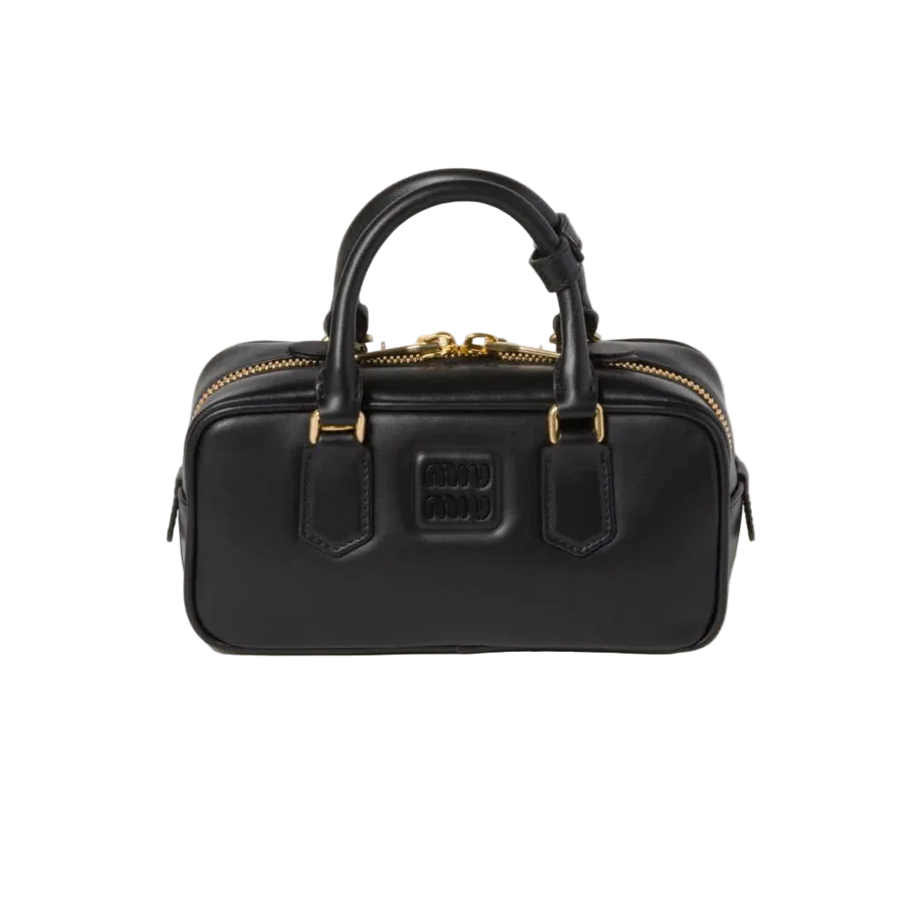Mu Mu - Arcadie Leather Top-Handle Bag – Classic Black Size 27*13