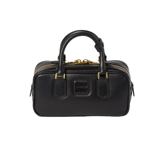 Mu Mu - Arcadie Leather Top-Handle Bag – Classic Black Size 27*13