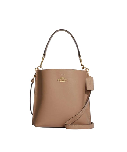 Coch Pebble Leather Town Bucket Bag (Beige / Taupe) 23*22