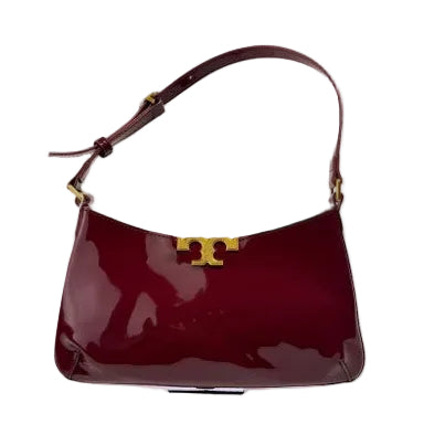 Toy Brch Patent Leather Crescent Shoulder Bag 27×16