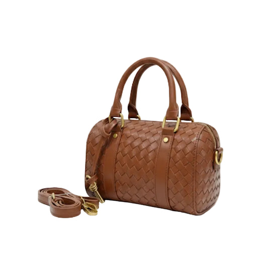 Bott Ven Small Bauletto Intrecciato Leather Bag in Caramel Brown 25×19