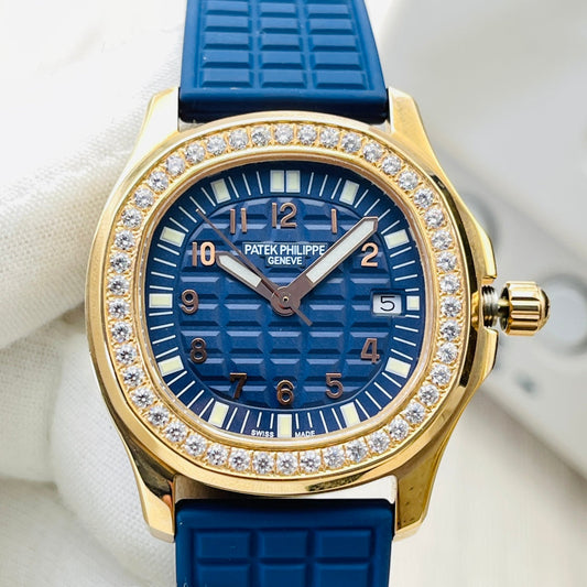 PP Aquanaut Luce Rose Gold, Blue strap with Blue dial