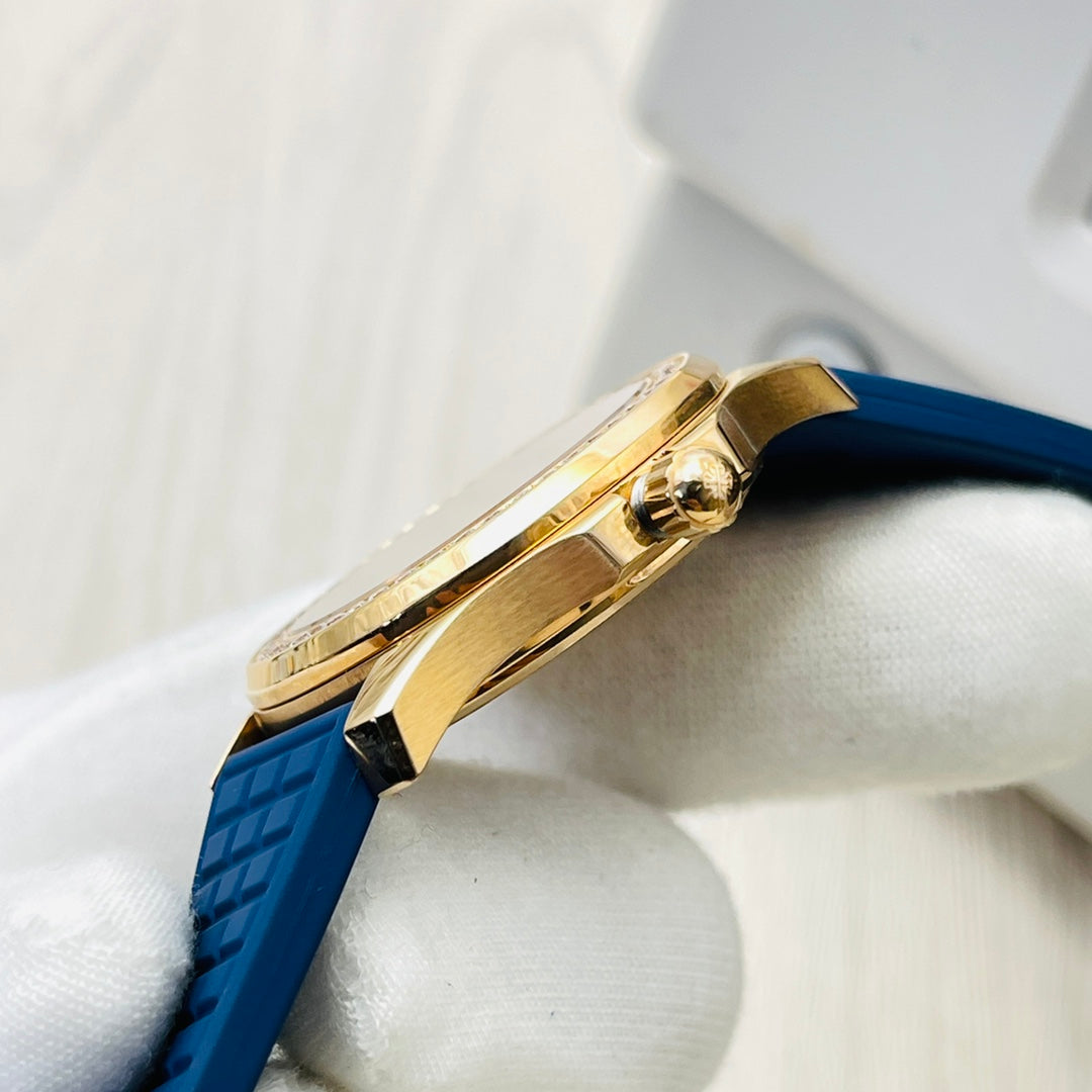 PP Aquanaut Luce Rose Gold, Blue strap with Blue dial