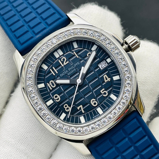PP Aquanaut Luce Silver, Blue strap with Blue dial