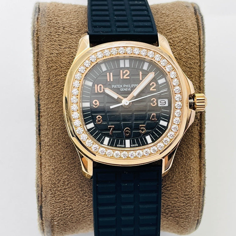 PP Aquanaut Luce Rose Gold, Black strap with Black dial