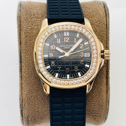 PP Aquanaut Luce Rose Gold, Black strap with Black dial
