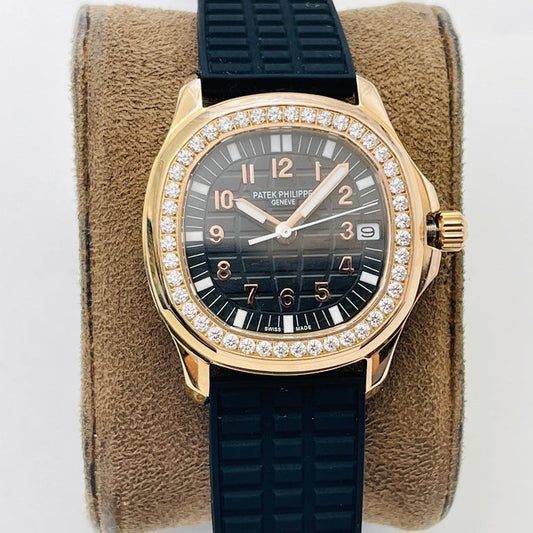 PP Aquanaut Luce Rose Gold, Black strap with Black dial