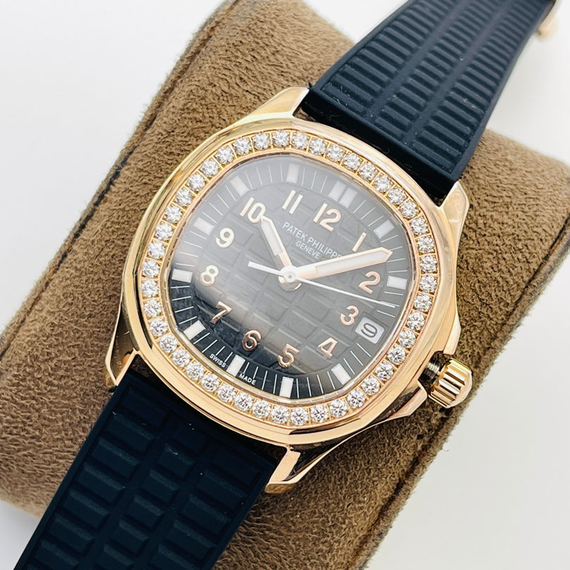 PP Aquanaut Luce Rose Gold, Black strap with Black dial