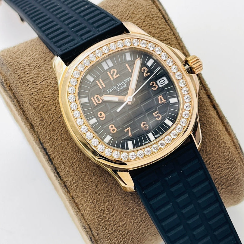 PP Aquanaut Luce Rose Gold, Black strap with Black dial