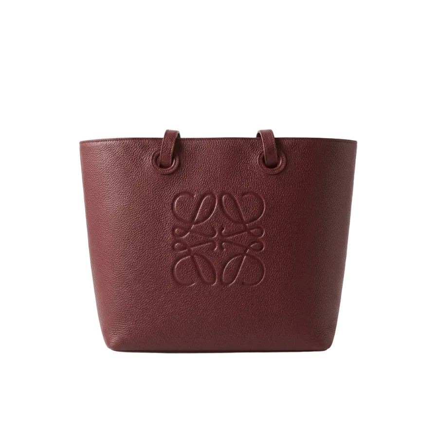 Lowe Anagram Embossed Grained Leather Tote Bag (Deep Burgundy) 37*26