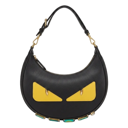 FND - FND graphy Bag Bugs Hobo Bag – Black Leather with Yellow Eyes  28*16