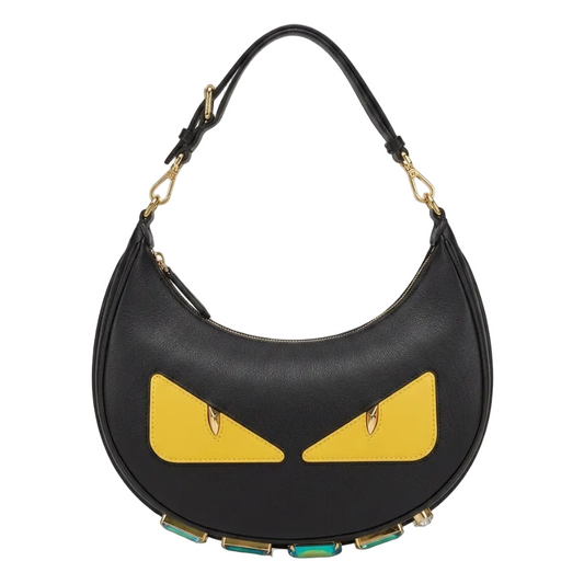 FND - FND graphy Bag Bugs Hobo Bag – Black Leather with Yellow Eyes  28*16