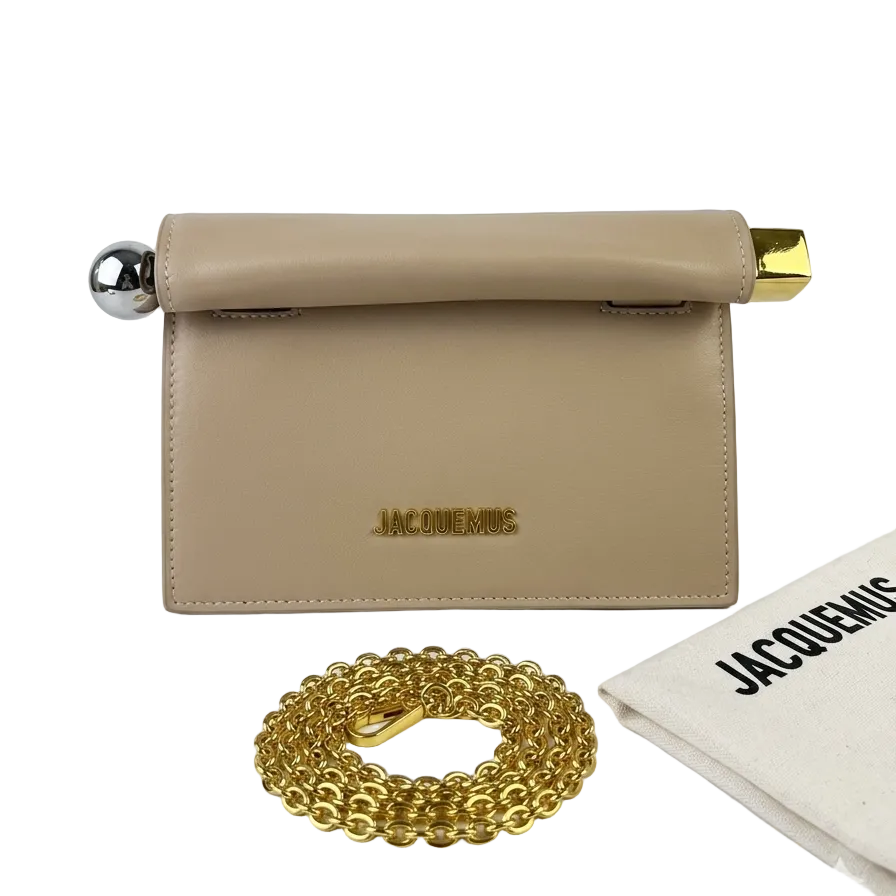 Jacq -  La Pochette Rond Carré Mini Bag – Beige Smooth Leather 25*16