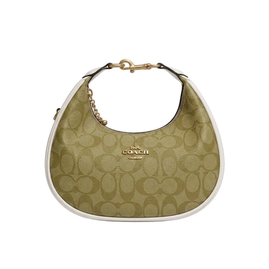Coch Signature Canvas Penn Shoulder Bag (Olive Green Trim) 25*15