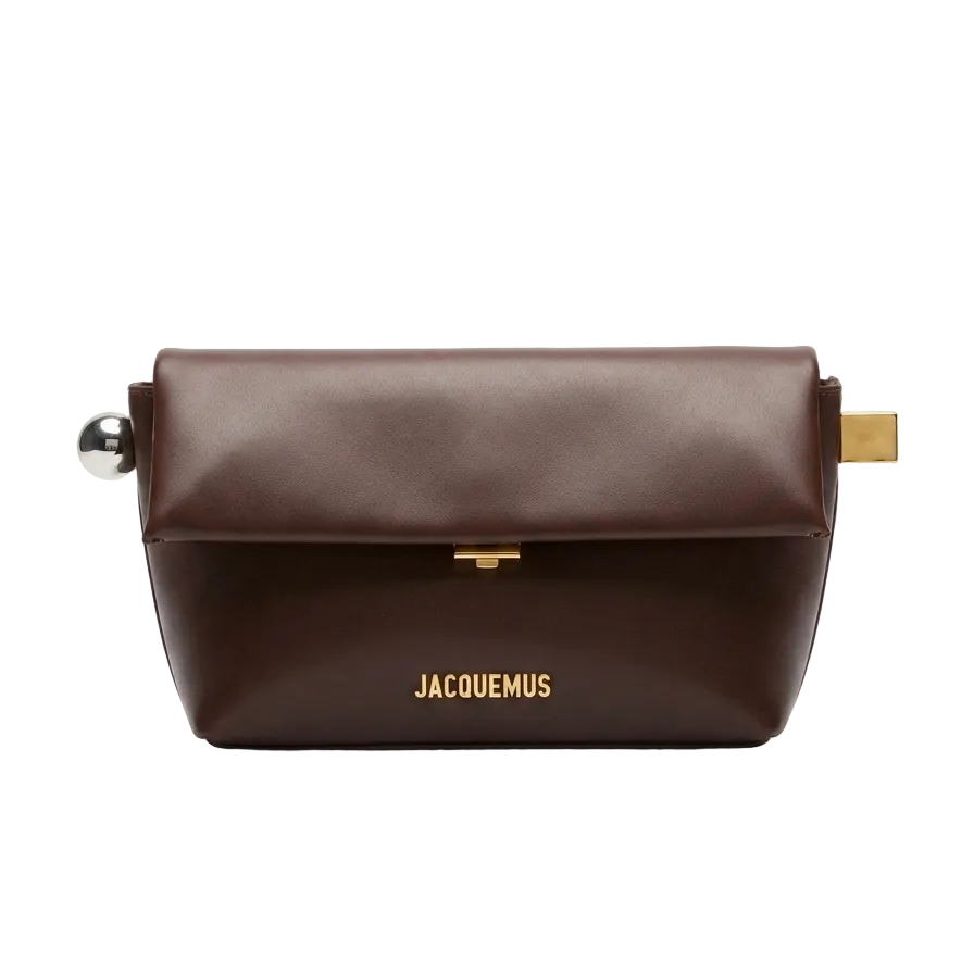 Jacq - La Pochette Rond Carré Clutch – Dark Brown Smooth Leather 29*17