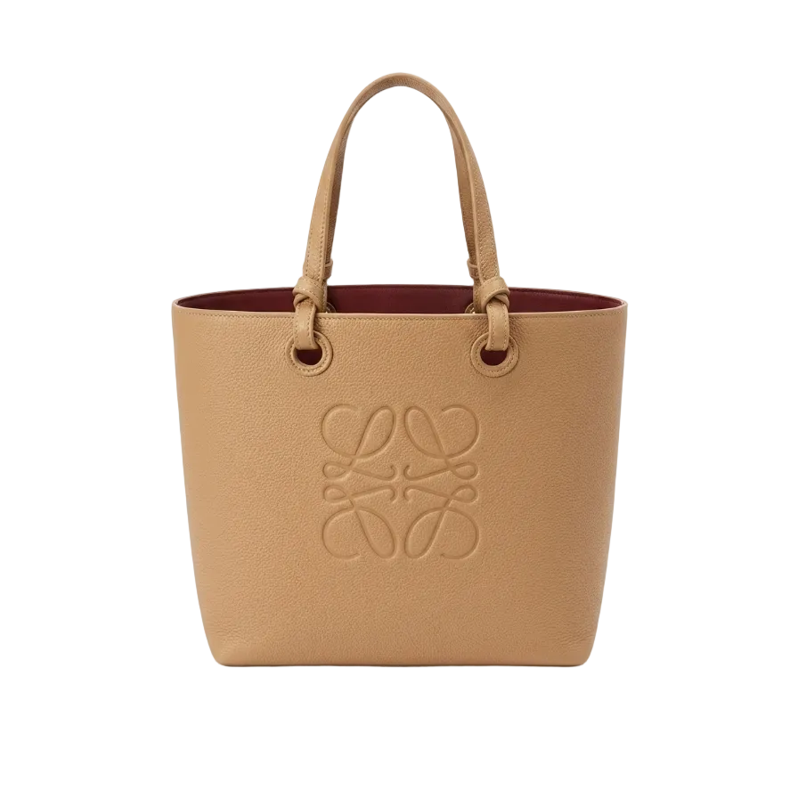 Lowe Anagram Embossed Grained Leather Tote Bag (Warm Camel) 37*26