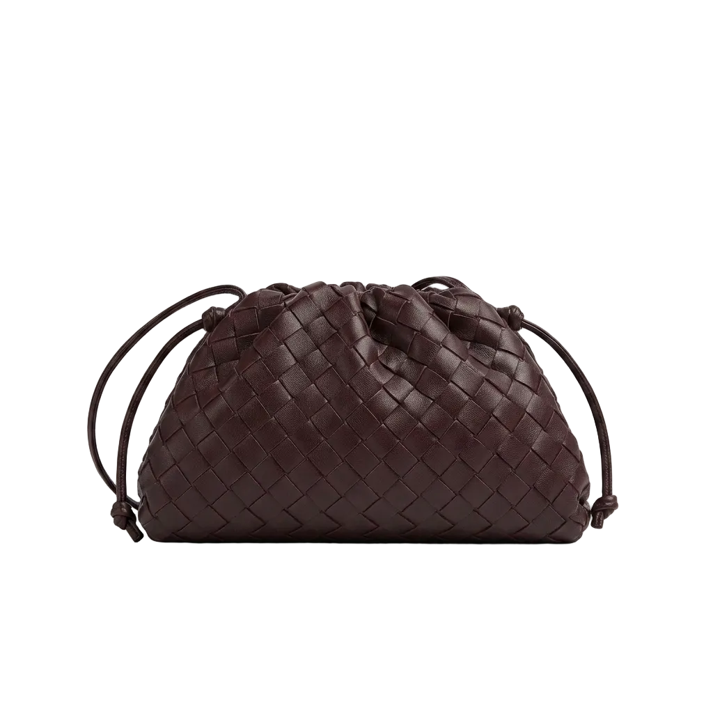 Bott Ven  Mini The Pouch – Deep Brown Intrecciato Nappa Leather 25*16