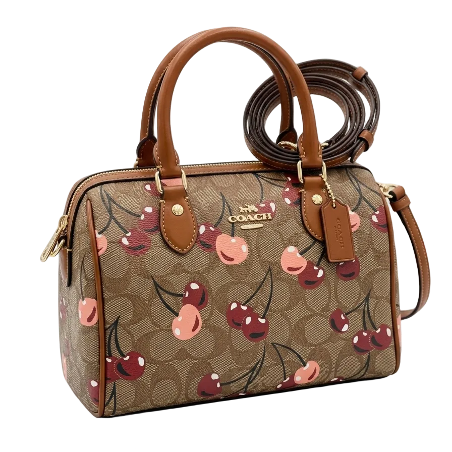 Coch Signature Canvas Rowan Satchel Bag (Heart-Cherry Print) 22*17