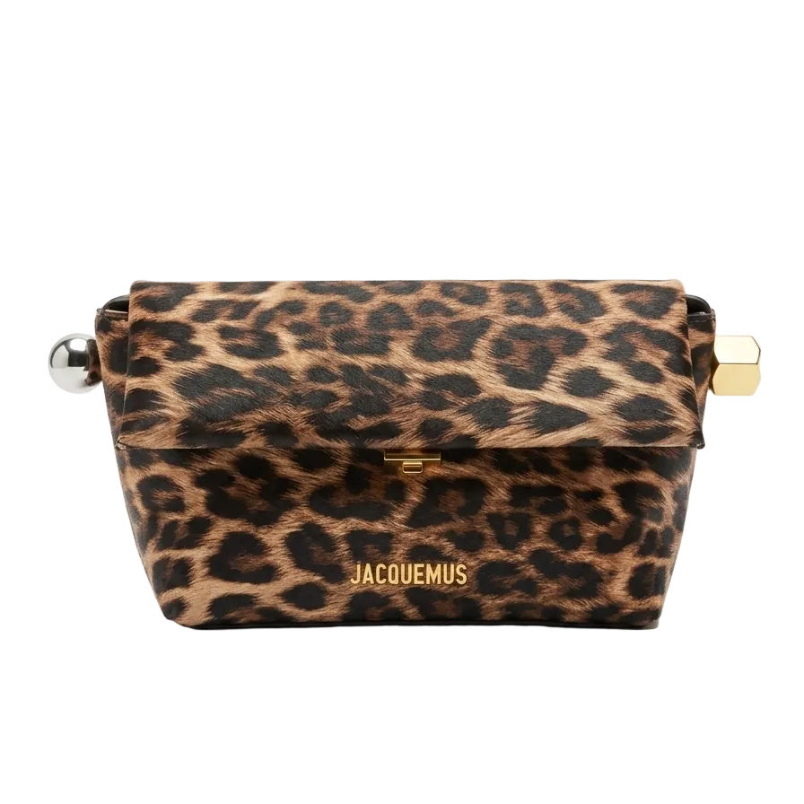 Jacq - La Pochette Rond Carré Clutch – Leopard Print Pony-Style Leather 29*17