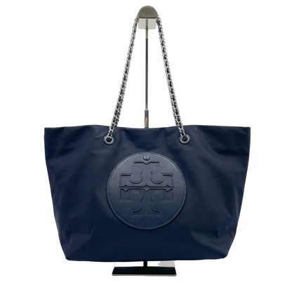 Toy Brch Navy Nylon Tote with Chain Straps 45*27