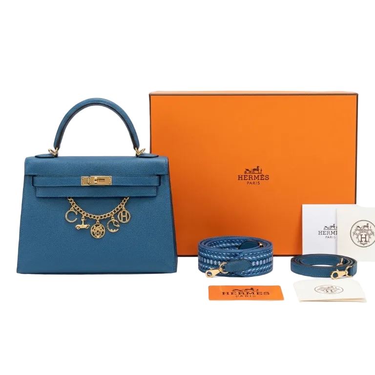 Herm - Kelly Moove Bag in Bleu Jean Epsom Leather 19*14