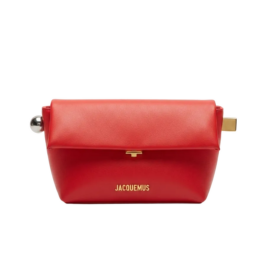 Jacq - La Pochette Rond Carré Clutch – Red Smooth Leather 29*17